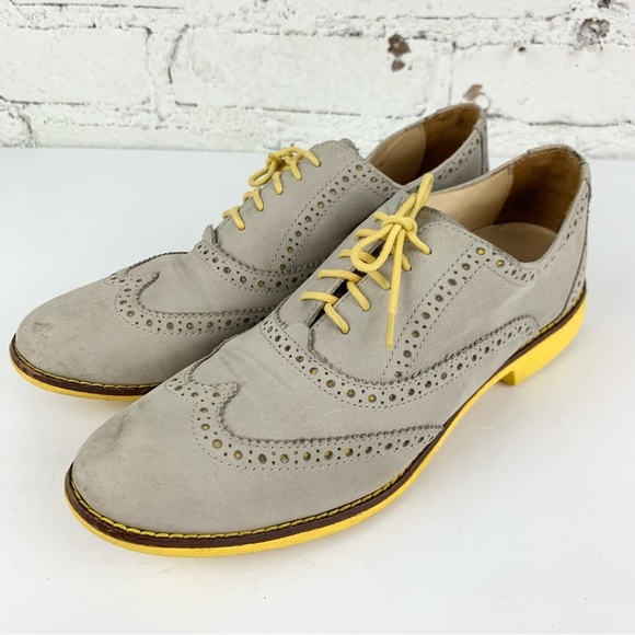 Cole Haan Gramercy Oxford Wingtip Laced Loafer Grey Suede Leather Shoes 8 - Picture 8 of 12